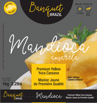 Mandioca Amarela Premium Cozida Congelada Banquet Brazil (Banquet Brazil Premium Yellow Frozen Cooked Cassava)